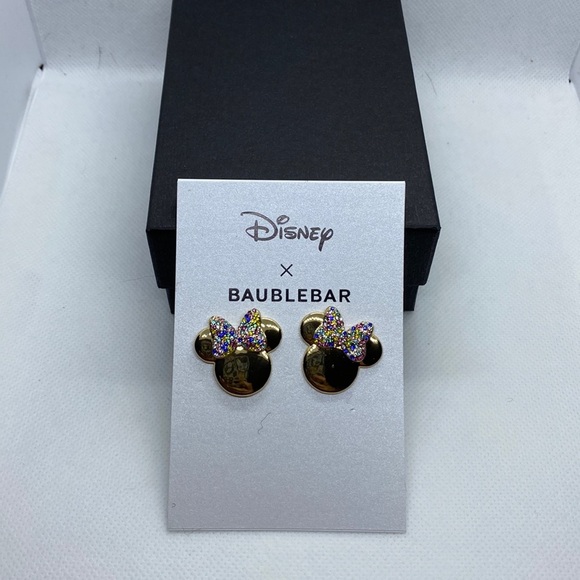 Disney Jewelry - Disney X Baublebar Gold Rainbow Rhinestone Minnie Mouse Earrings